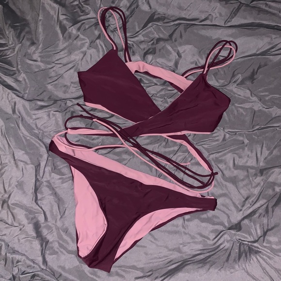 Reversible bikini! Maroon//soft pink - Picture 4 of 4